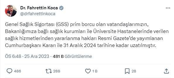 1 yıl boyunca tedaviler ücretsiz olacak. Tüm devlet hastanelerinde geçerli 7